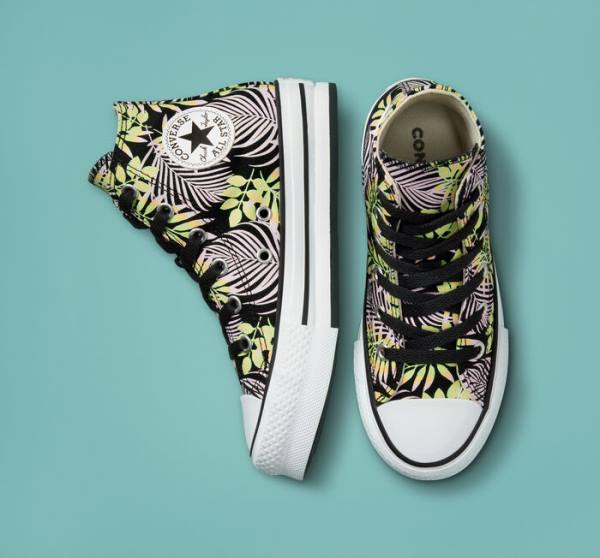 Zapatillas Altas Converse Chuck Taylor All Star Lift Platform Bright Plants Negras Rosas Verde Claro | CV-975NDR