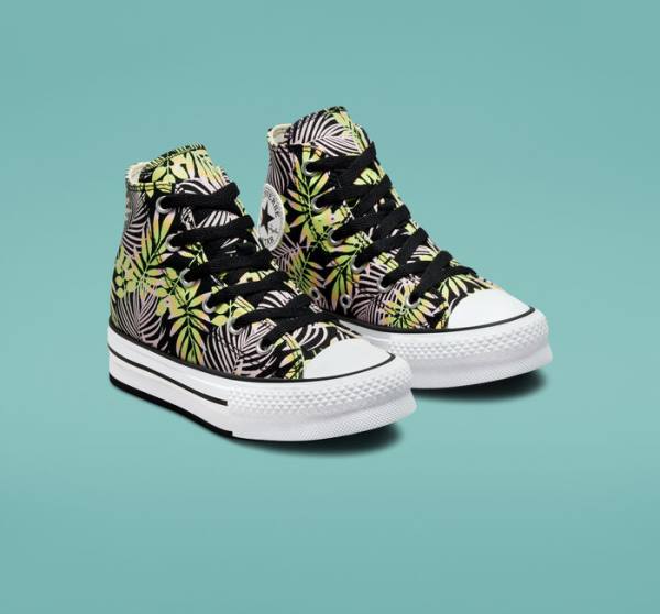 Zapatillas Altas Converse Chuck Taylor All Star Lift Platform Bright Plants Negras Rosas Verde Claro | CV-975NDR