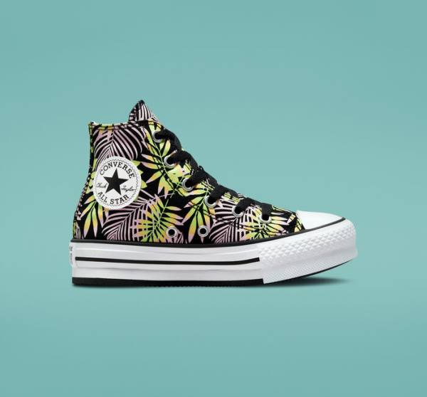 Zapatillas Altas Converse Chuck Taylor All Star Lift Platform Bright Plants Negras Rosas Verde Claro | CV-975NDR