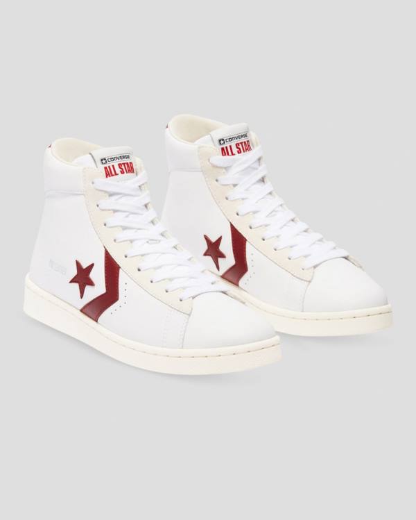 Zapatillas Altas Converse Pro Cuero Italy Blancas Rojas | CV-094QKX