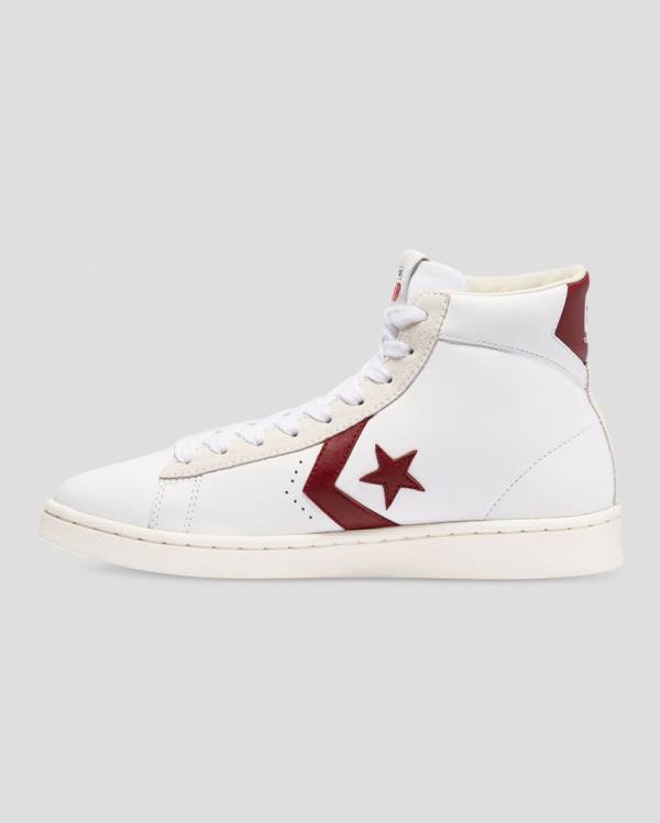 Zapatillas Altas Converse Pro Cuero Italy Blancas Rojas | CV-836LJE