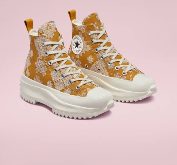 Zapatillas Altas Converse Run Star Hike Platform Tonal Embroidery Negras Amarillo | CV-052APD