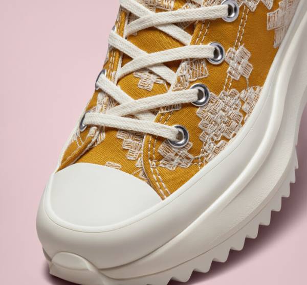 Zapatillas Altas Converse Run Star Hike Platform Tonal Embroidery Negras Amarillo | CV-052APD