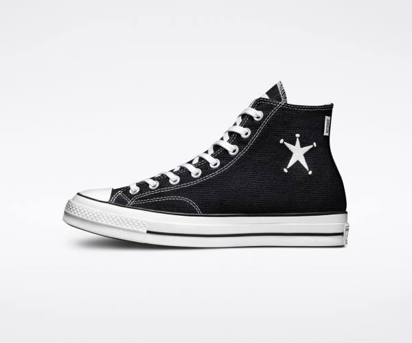 Zapatillas Altas Converse Stussy Chuck 70 Negras Blancas | CV-402CBH