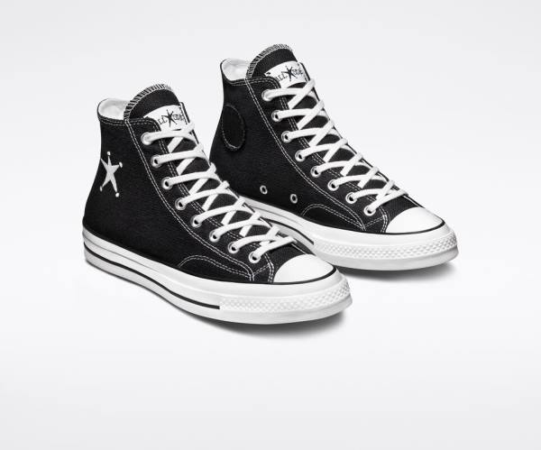 Zapatillas Altas Converse Stussy Chuck 70 Negras Blancas | CV-435ILT