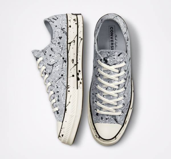 Zapatillas Bajas Converse Chuck 70 Archive Paint Splatter Gris Negras Blancas | CV-270ZJQ