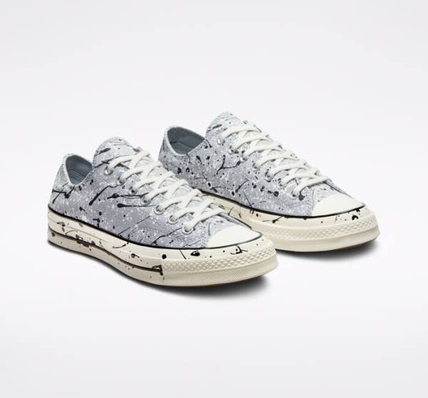 Zapatillas Bajas Converse Chuck 70 Archive Paint Splatter Gris Negras Blancas | CV-270ZJQ