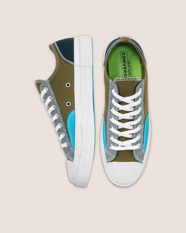 Zapatillas Bajas Converse Chuck 70 Patchwork Verde Oliva Azules | CV-794JHK