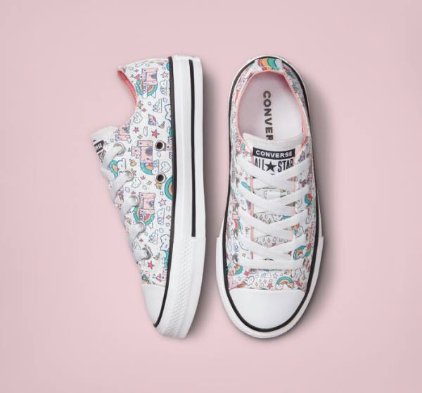 Zapatillas Bajas Converse Chuck Taylor All Star Rainbow Castles Blancas Rosas Turquesa | CV-324TSP