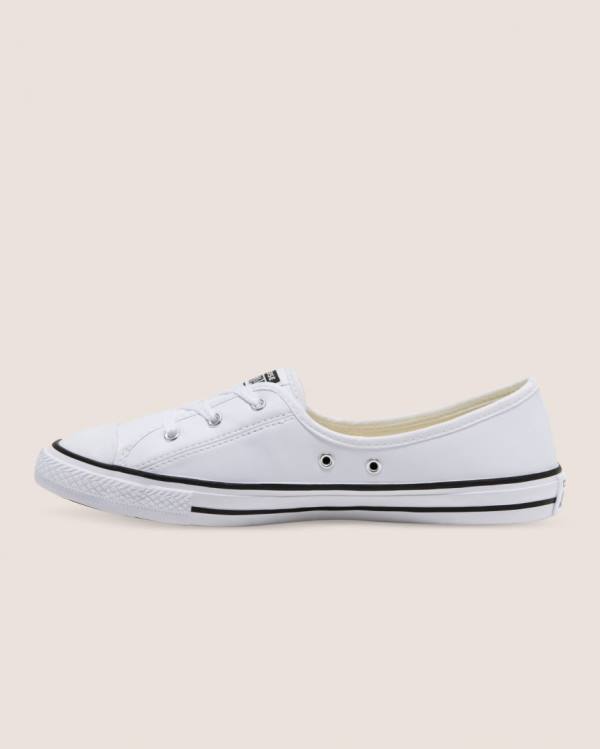 Zapatillas Bajas Converse Chuck Taylor All Star Ballet Lace Faux Cuero Slip Blancas | CV-431UNT