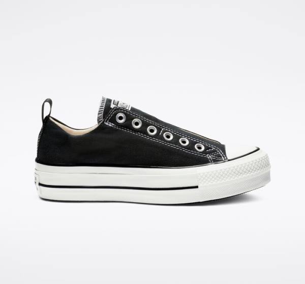 Zapatillas Bajas Converse Chuck Taylor All Star Lift Platform Slip Negras Blancas | CV-480JFU