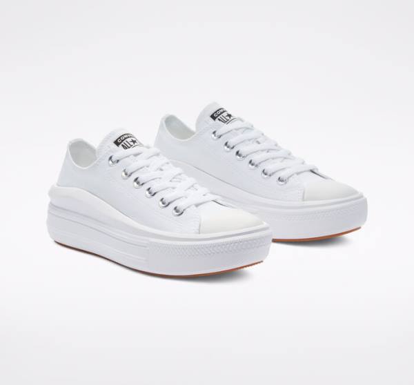 Zapatillas Bajas Converse Chuck Taylor All Star Move Platform Blancas Blancas Blancas | CV-480OUC