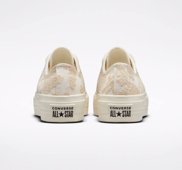 Zapatillas Bajas Converse Chuck Taylor All Star Lift Platform Tonal Embroidery Blancas | CV-531ZIY