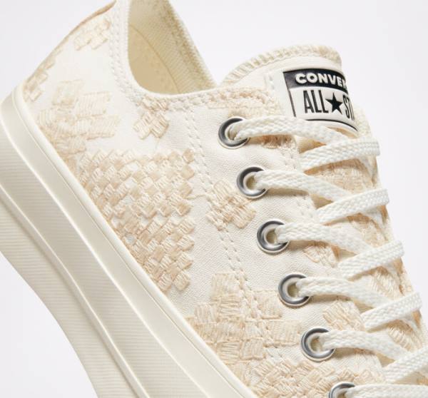 Zapatillas Bajas Converse Chuck Taylor All Star Lift Platform Tonal Embroidery Blancas | CV-531ZIY