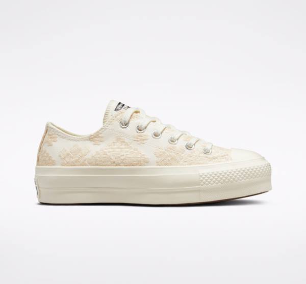 Zapatillas Bajas Converse Chuck Taylor All Star Lift Platform Tonal Embroidery Blancas | CV-531ZIY