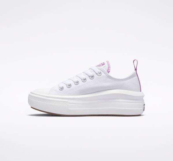 Zapatillas Bajas Converse Chuck Taylor All Star Move Platform Blancas Moradas Blancas | CV-547VRM