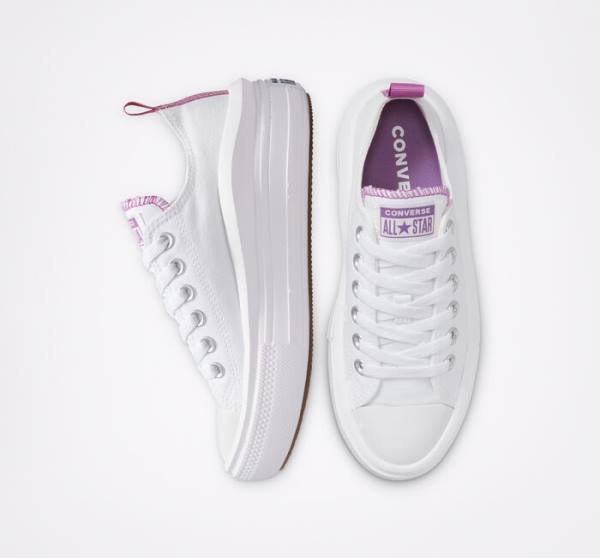 Zapatillas Bajas Converse Chuck Taylor All Star Move Platform Blancas Moradas Blancas | CV-547VRM