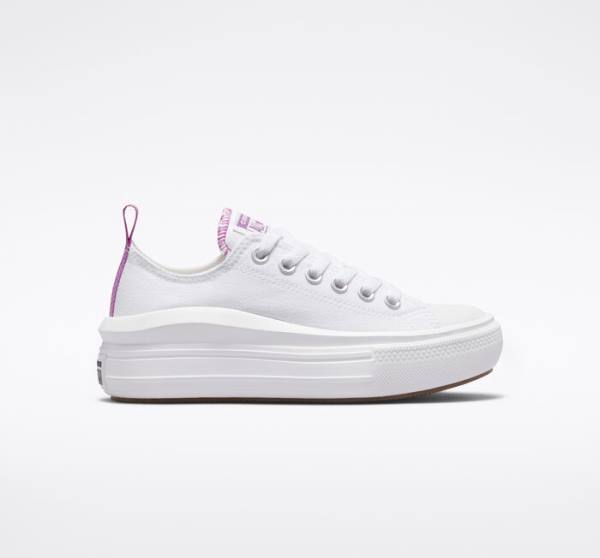 Zapatillas Bajas Converse Chuck Taylor All Star Move Platform Blancas Moradas Blancas | CV-547VRM