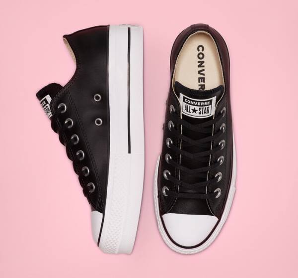 Zapatillas Bajas Converse Chuck Taylor All Star Lift Platform Cuero Negras Blancas | CV-749RHS