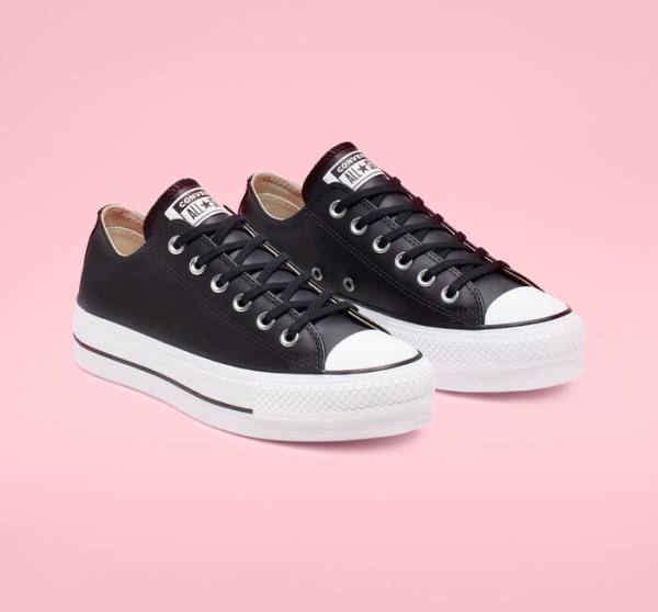 Zapatillas Bajas Converse Chuck Taylor All Star Lift Platform Cuero Negras Blancas | CV-749RHS