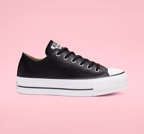 Zapatillas Bajas Converse Chuck Taylor All Star Lift Platform Cuero Negras Blancas | CV-749RHS