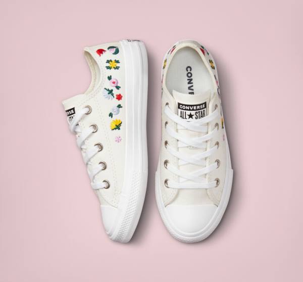 Zapatillas Bajas Converse Chuck Taylor All Star Floral Embroidery Blancas Blancas | CV-807RJH