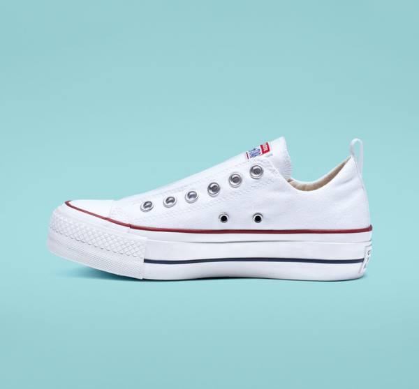 Zapatillas Bajas Converse Chuck Taylor All Star Lift Platform Slip Blancas Rojas Azules | CV-860CSK