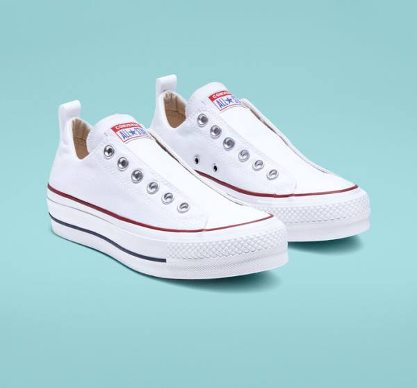 Zapatillas Bajas Converse Chuck Taylor All Star Lift Platform Slip Blancas Rojas Azules | CV-860CSK