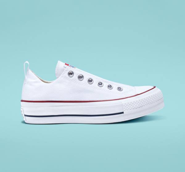 Zapatillas Bajas Converse Chuck Taylor All Star Lift Platform Slip Blancas Rojas Azules | CV-860CSK