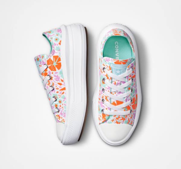 Zapatillas Bajas Converse Chuck Taylor All Star Move Platform Paper Floral Blancas Verde Menta | CV-923SPN