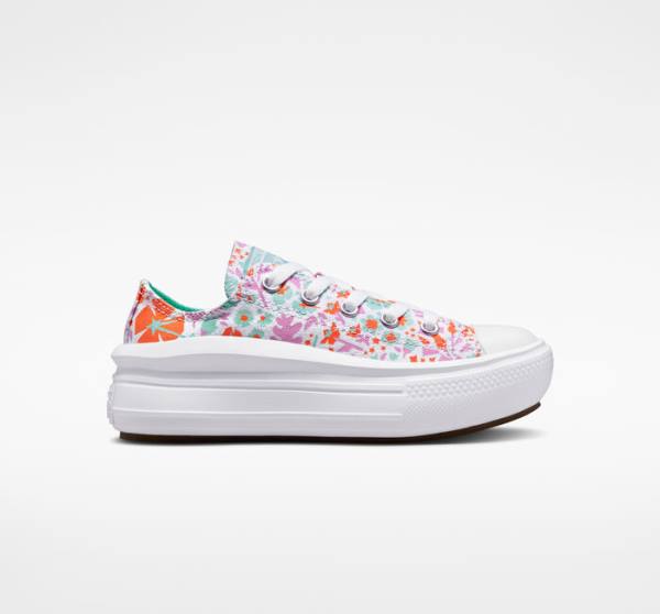 Zapatillas Bajas Converse Chuck Taylor All Star Move Platform Paper Floral Blancas Verde Menta | CV-923SPN