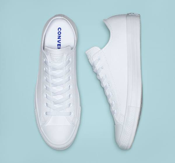 Zapatillas Bajas Converse Chuck Taylor All Star Cuero All White Blancas | CV-934ETL