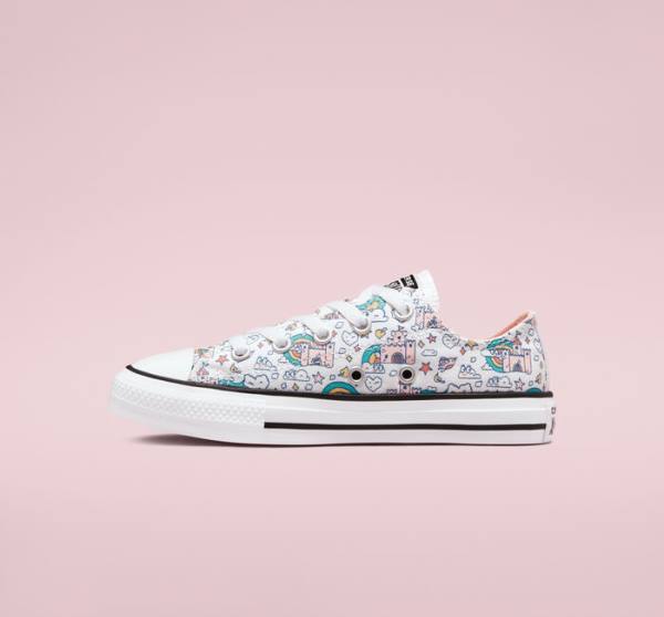 Zapatillas Bajas Converse Chuck Taylor All Star Rainbow Castles Blancas Rosas Turquesa | CV-958EKR