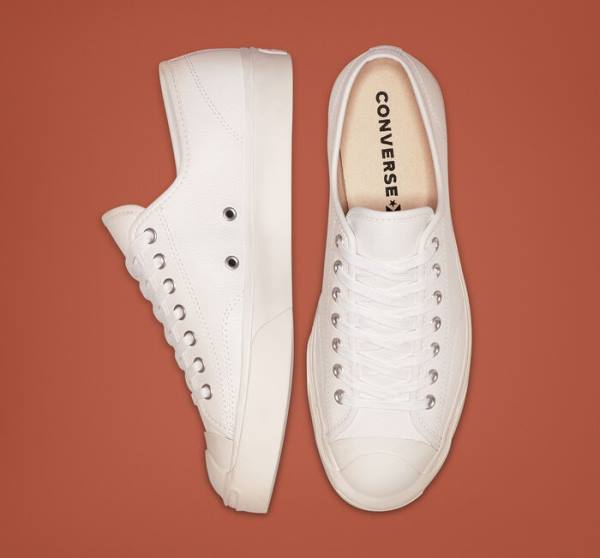 Zapatillas Bajas Converse Jack Purcell Cuero Blancas Blancas Blancas | CV-146XDO