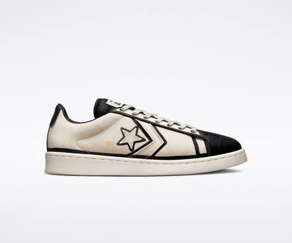 Zapatillas Bajas Converse Joshua Vides Pro Cuero Beige Blancas Negras | CV-475TBJ