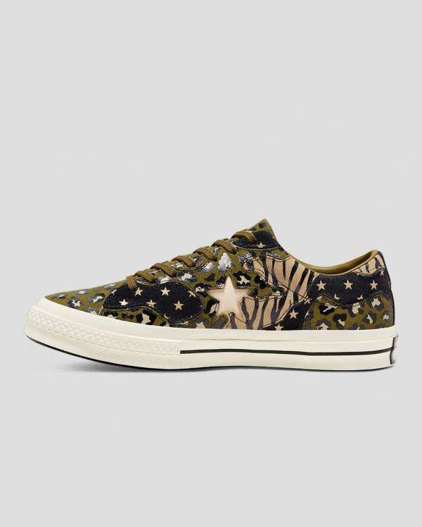 Zapatillas Bajas Converse One Star Archive Print Mix Verde Oliva Leopardo | CV-271NEK