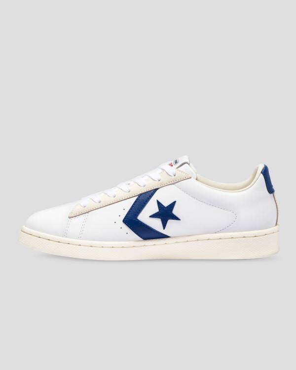 Zapatillas Bajas Converse Pro Cuero Italy Blancas Azules | CV-935ESX