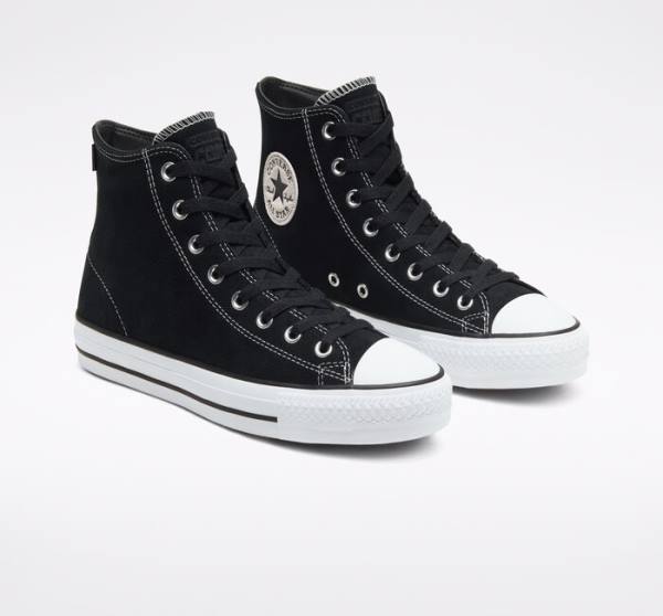 Zapatillas Skate Converse CONS Chuck Taylor All Star Pro Suede Negras Blancas | CV-068KGM