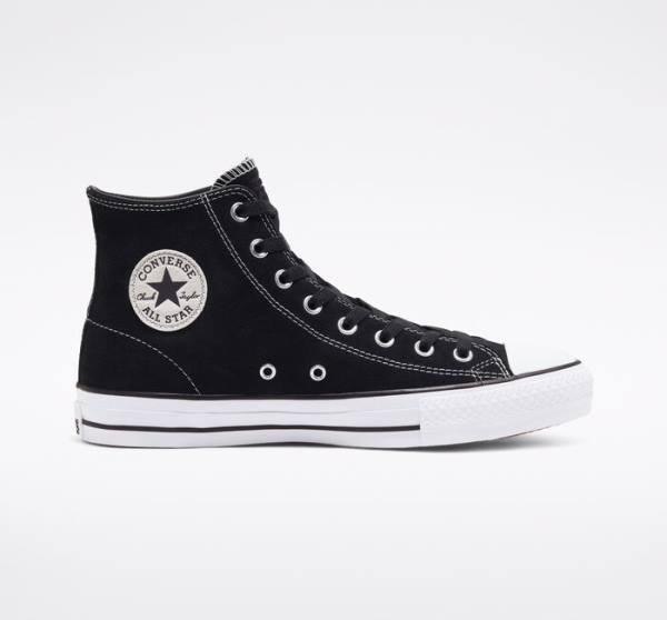 Zapatillas Skate Converse CONS Chuck Taylor All Star Pro Suede Negras Blancas | CV-068KGM