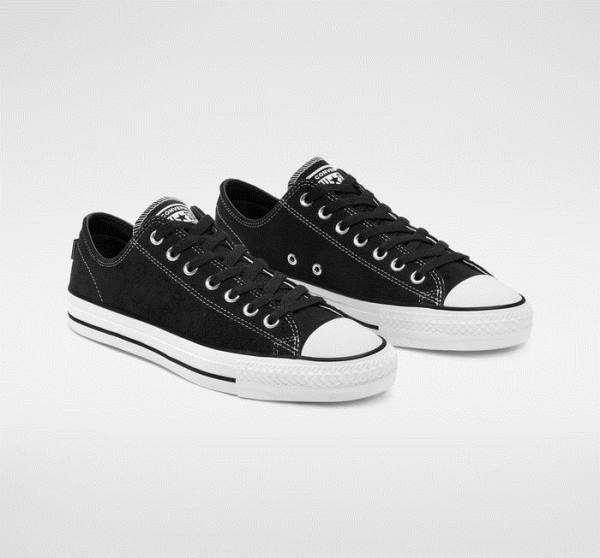 Zapatillas Skate Converse CONS Chuck Taylor All Star Pro Suede Negras Blancas | CV-364XDV